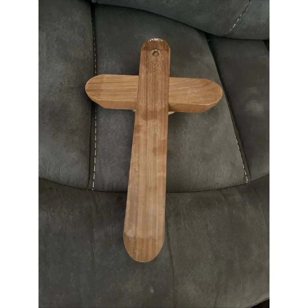 Vintage Catholic Last Rites Sick Call Crucifix Cross – Wood Wooden Metal INRI